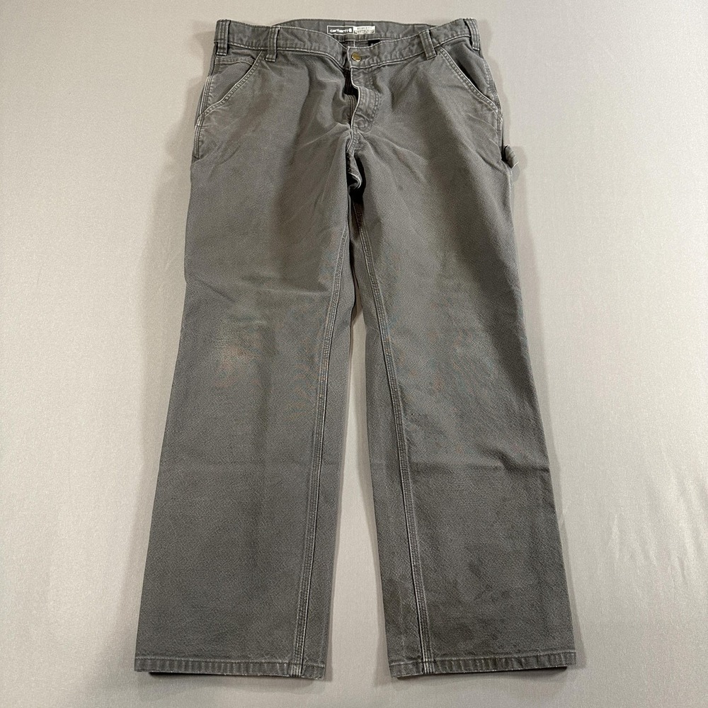 Carhartt Pants Mens 38x32 Gray Carpenter Relaxed Straight Workwear Utility - Picture 1 of 8